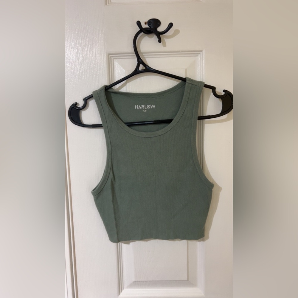 Harlow Sage Ribbed Crop Tank Top